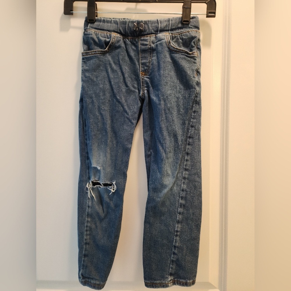 Kid's sz5 Straight Ripped Knee Jeans Denim Blue Casual Playwear School Fall